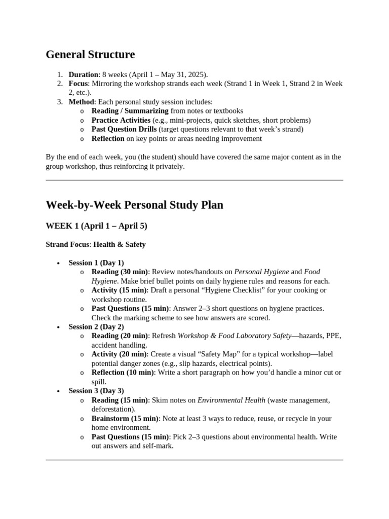 8-Week Personal Study Plan Guide | PDF | Multiple Choice