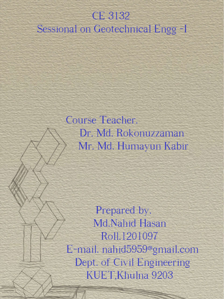 CE 3132 Sessional On Geotechnical Engg - I | PDF