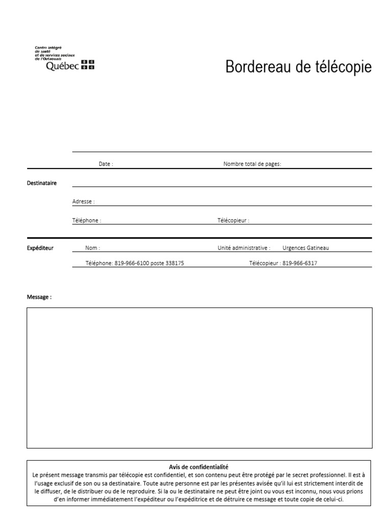 Bordereau de télécopie standardisé | PDF