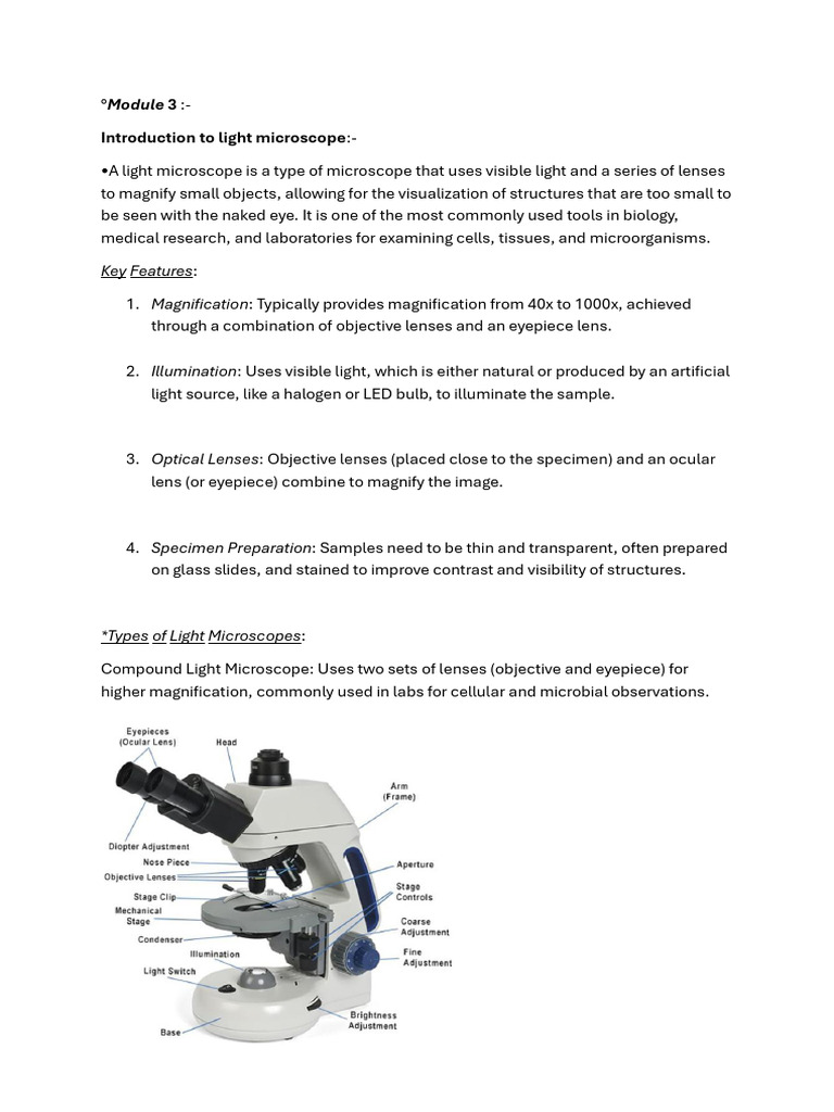 Light Microscope Overview and Applications | PDF