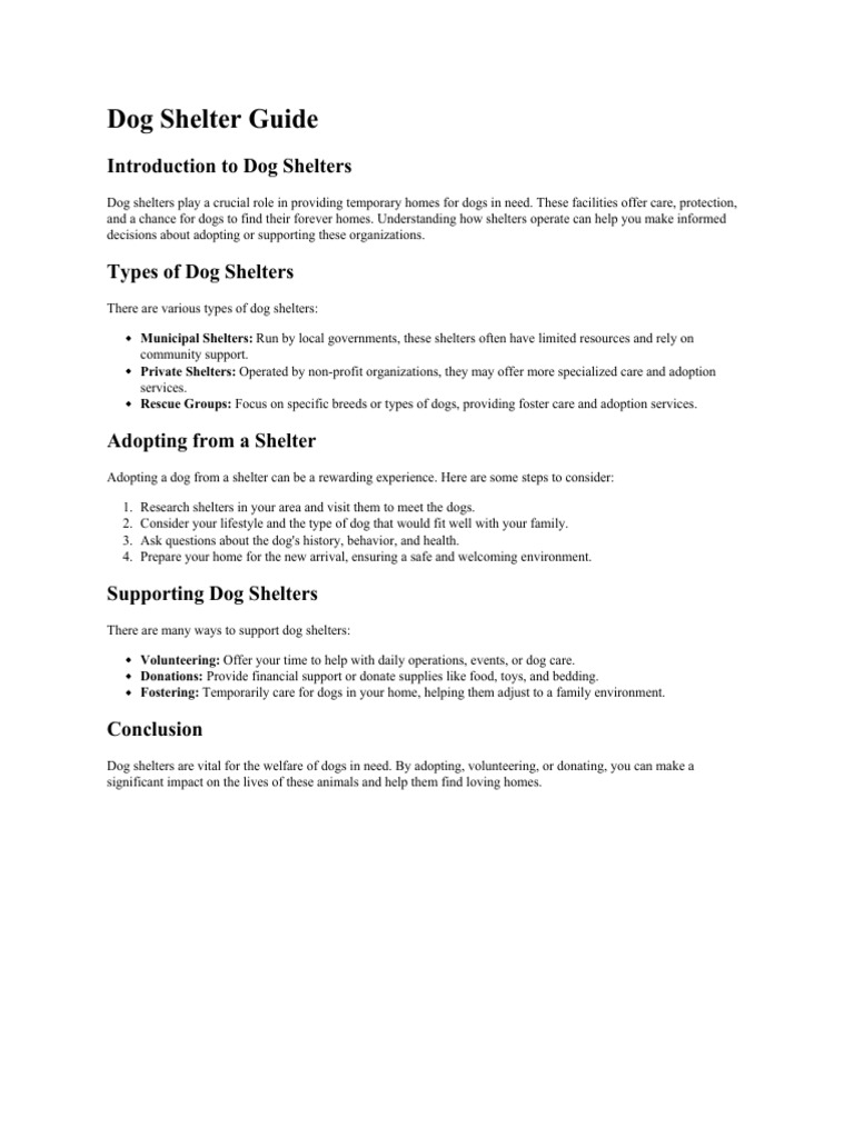 Essential Guide to Dog Shelters | PDF