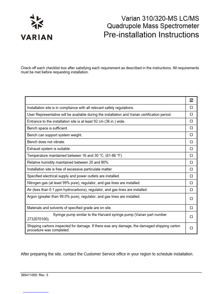 Varian 310/320-MS LC/MS Installation Guide | PDF | Ac Power Plugs And ...
