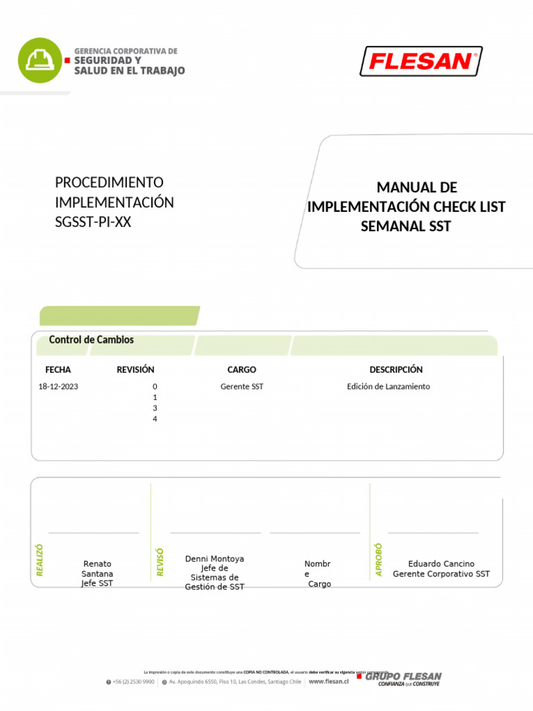 Manual Implementación Check List SST | PDF | Licencia de conducir | Riesgo