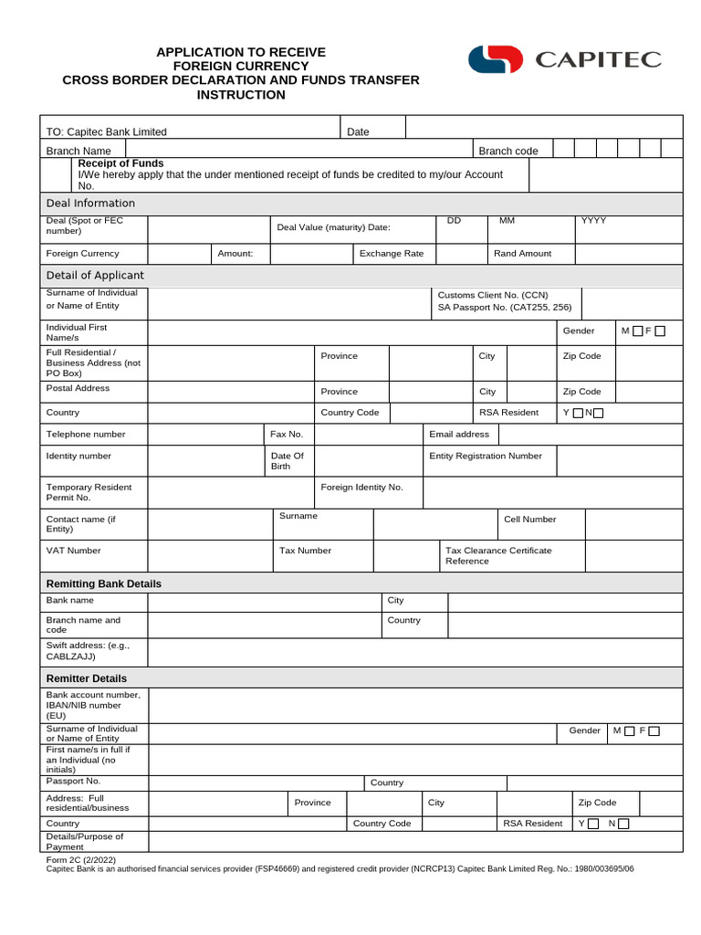 Form 2C Cross Border Declaration and Funds Transfer Instruction | PDF ...
