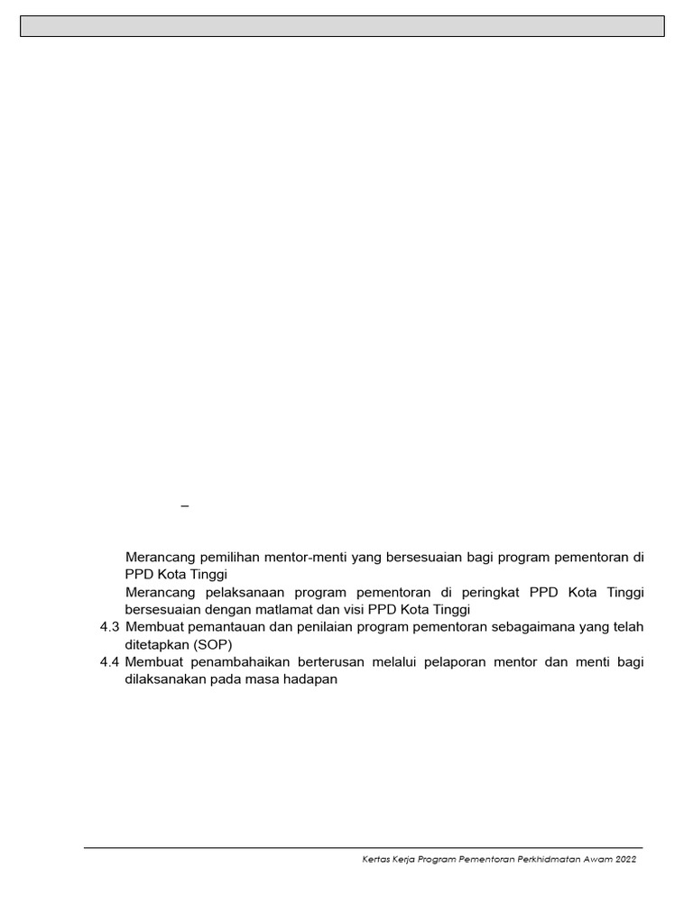 Program Pementoran PPD Kota Tinggi 2022 | PDF