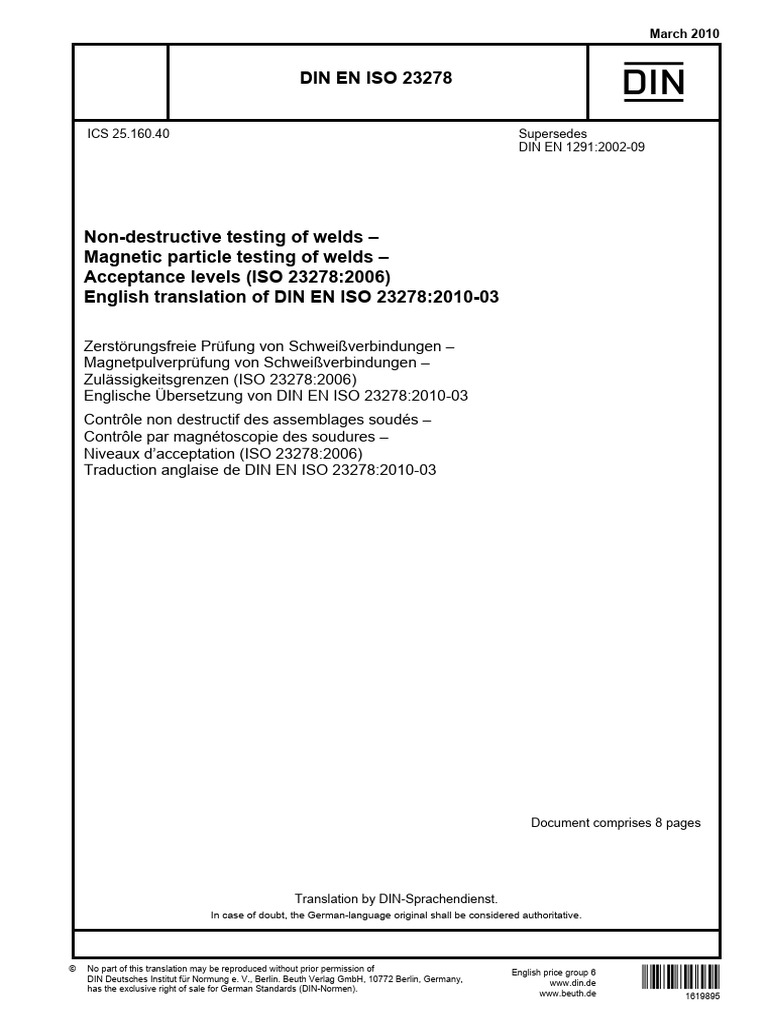 ISO 23278 Magnetic Particle Testing Standards | PDF | Nondestructive ...