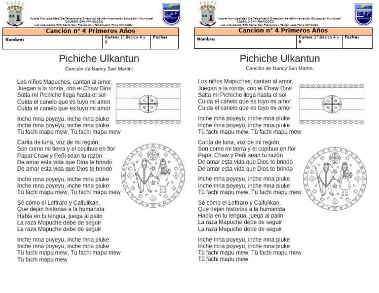 Pichiche Ulkantun: Canción Mapuche Infantil | PDF | Chile