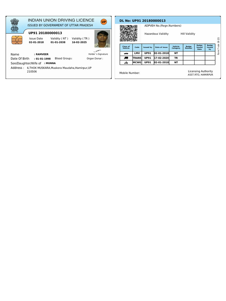 UP Vehicle Registration and License Details | PDF