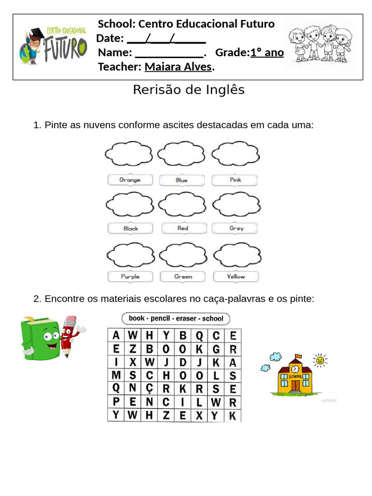 Cabeçalho Escolar em Inglês | PDF