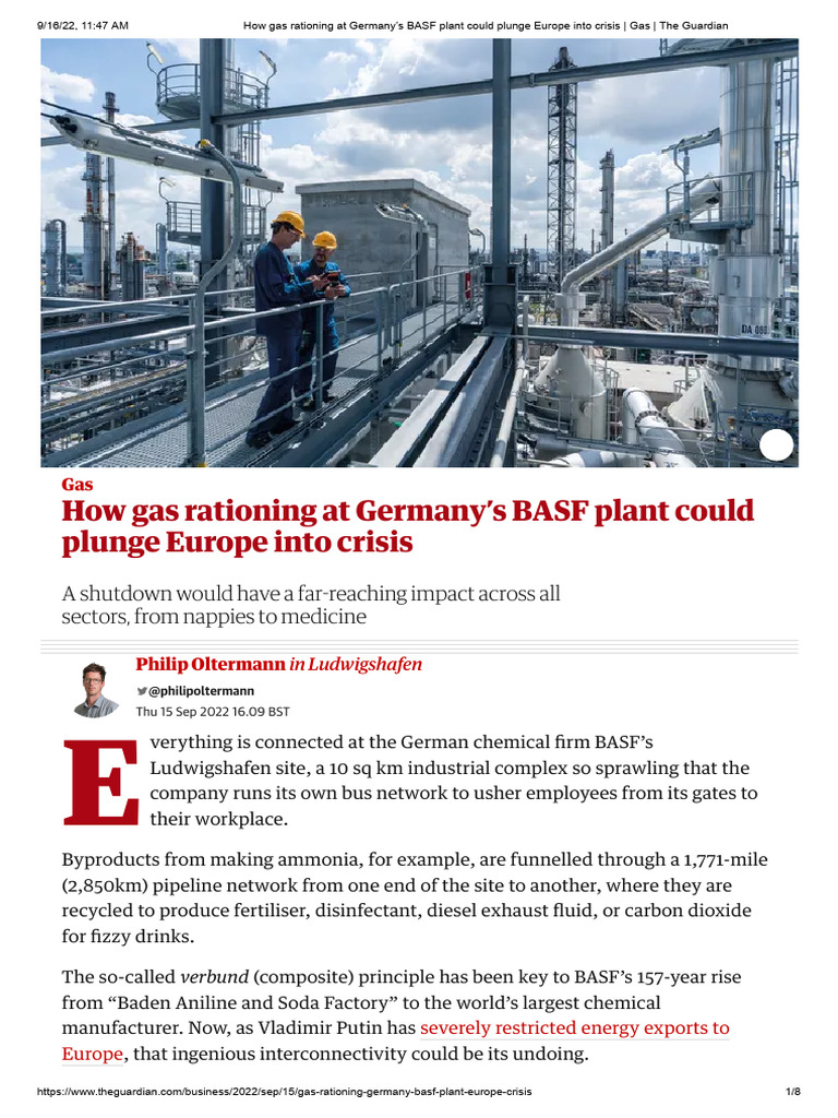How Gas Rationing at Germany's BASF Plant Could Plunge Europe Into ...
