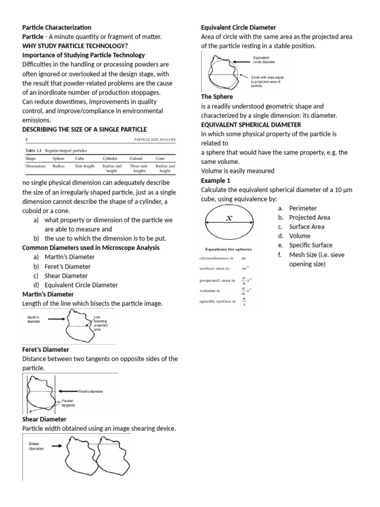 Particle Size Analysis and Characterization | PDF | Sphere | Area