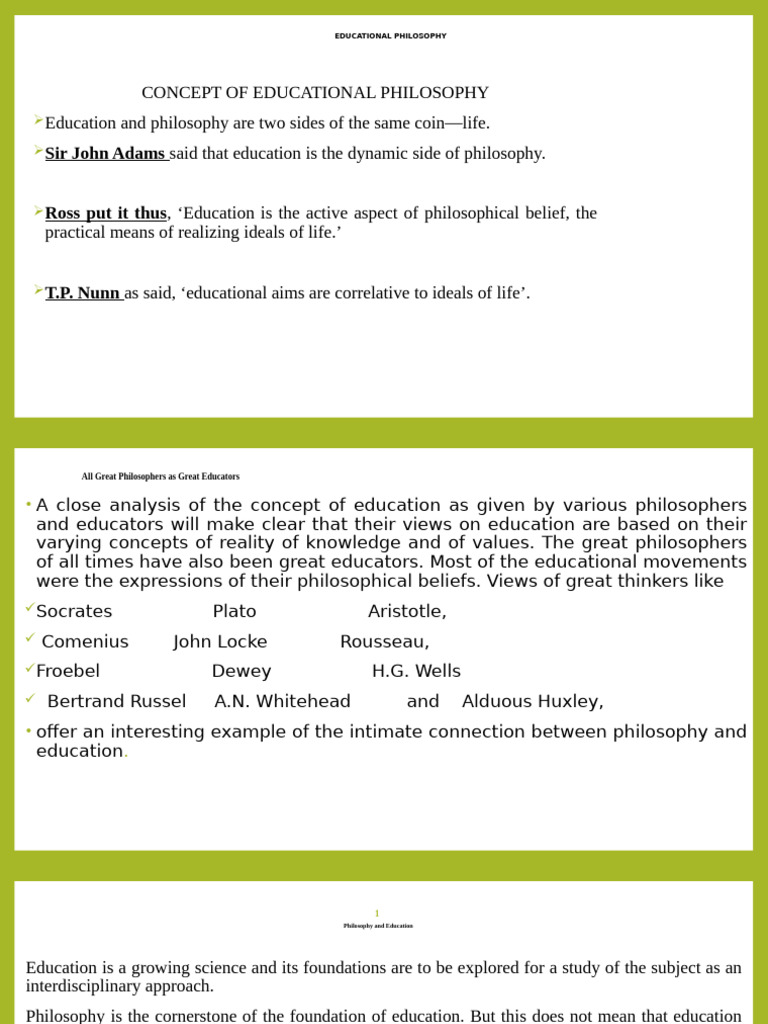 Educational Philosphy | PDF | Philosophy Of Education | Reason