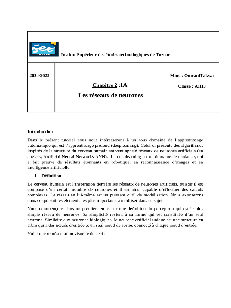 Introduction aux réseaux de neurones | PDF | Apprentissage automatique ...