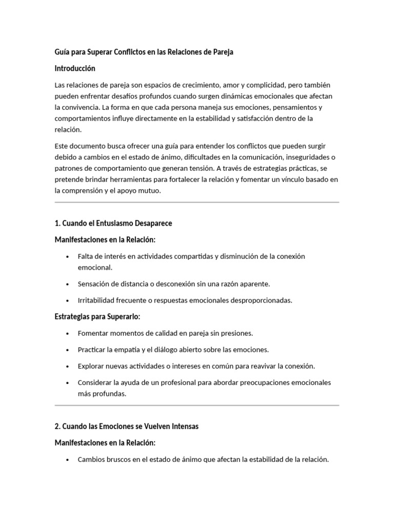 Superar Conflictos en Parejas: Guía Práctica | PDF | Las emociones ...