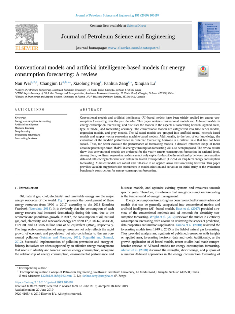 AI and Conventional Models in Energy Forecasting | PDF | Autoregressive ...