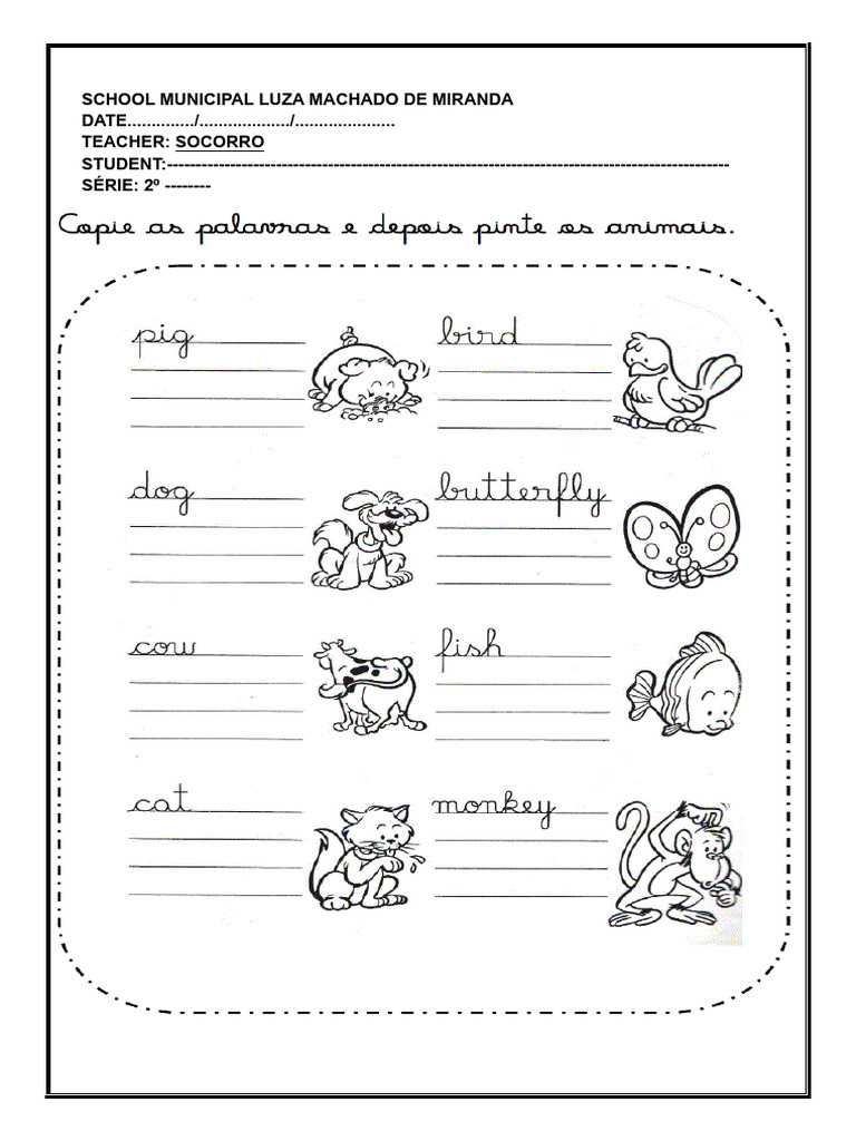 ATIVIDADE INGLÊS 2º Ano de 23 de Setembro 2024 | PDF