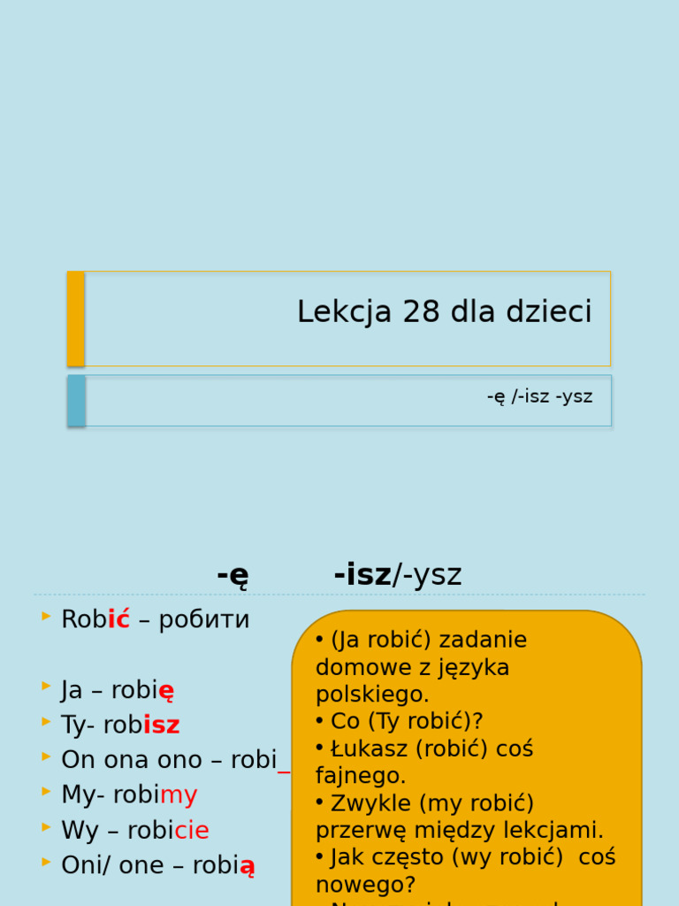 Lekcja Dla Dzieci 28 | PDF