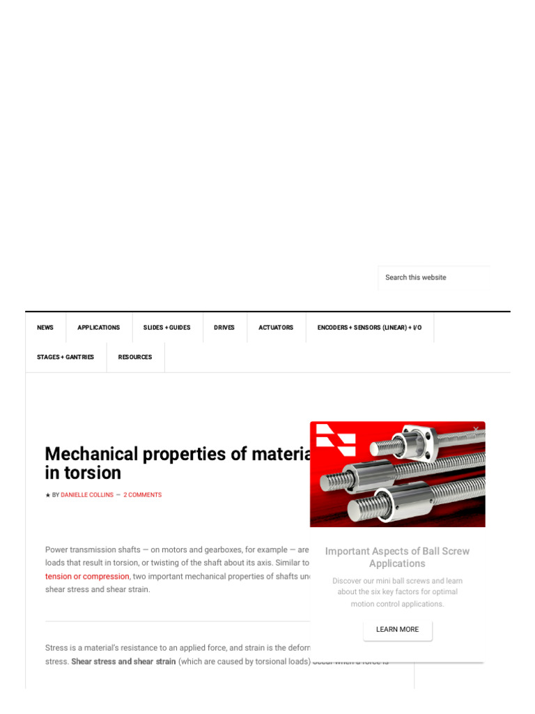 Shear Stress in Torsional Shafts | PDF | Stress (Mechanics) | Young's ...