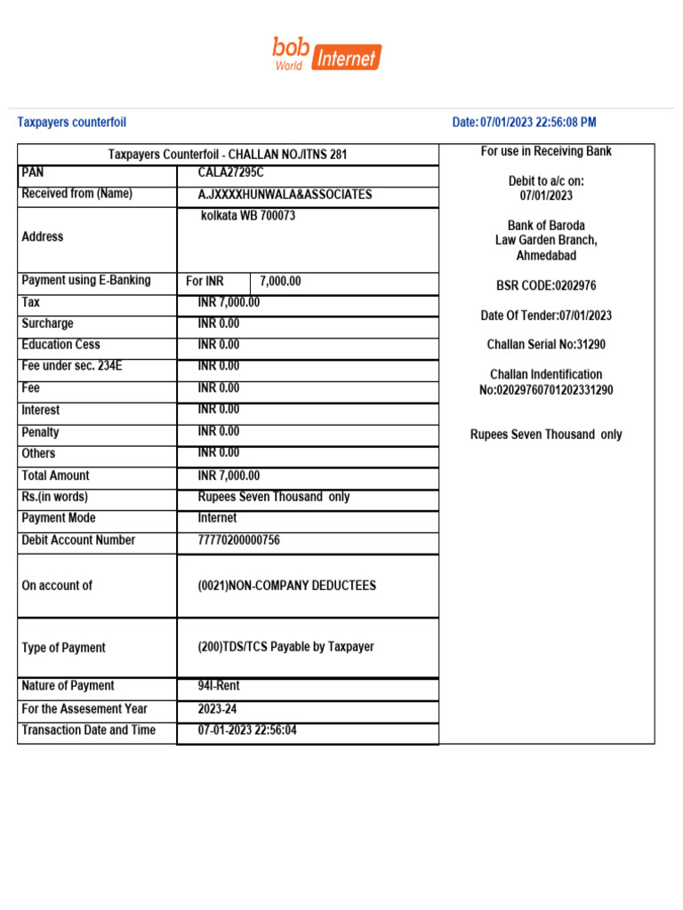 CBDTChallanFormUX507 01 2023 | PDF