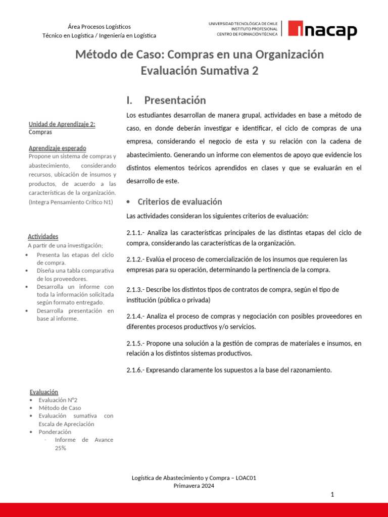 Evaluación 2 - MC1 - Logistica de Abastecimiento y Compra | PDF ...