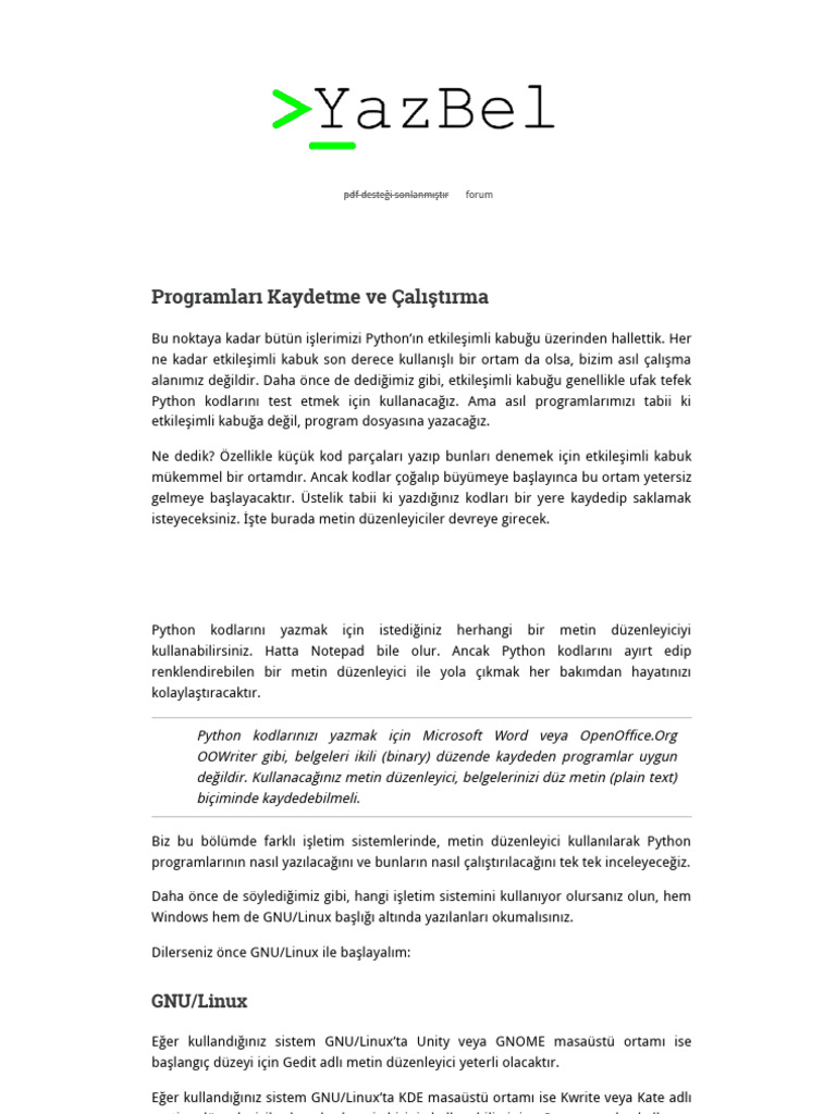 Programları Kaydetme Ve Çalıştırma - Python 3 Için Türkçe Kılavuz | PDF