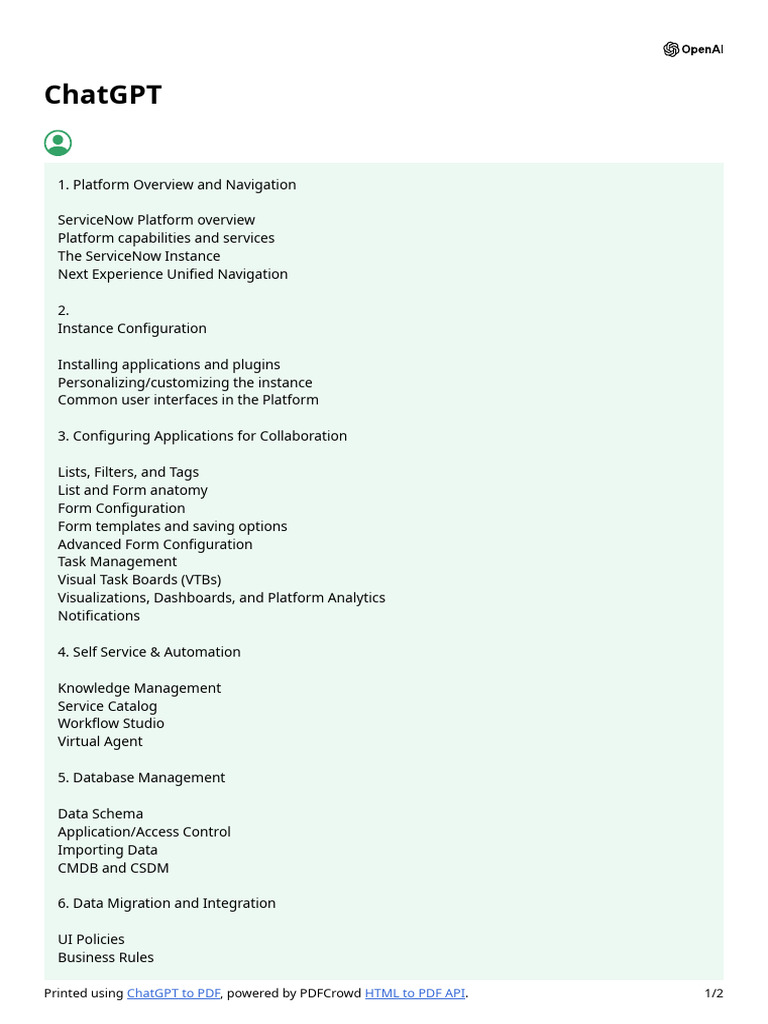 ServiceNow CSA Exam Preparation Notes | PDF