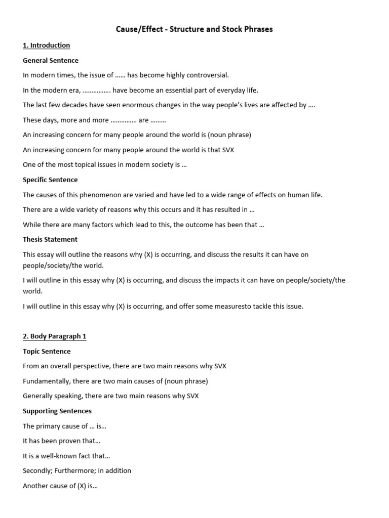 Cause and Effect Essay Structure | PDF | Essays