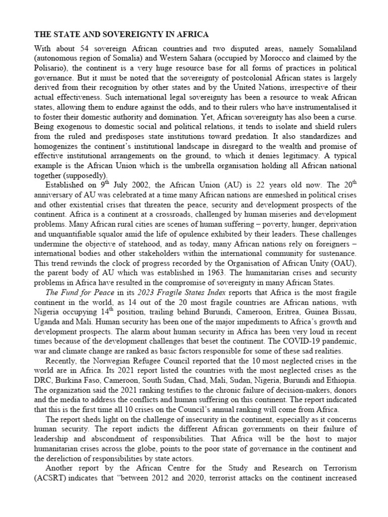 Sovereignty Challenges in African States | PDF | Africa | Sovereignty