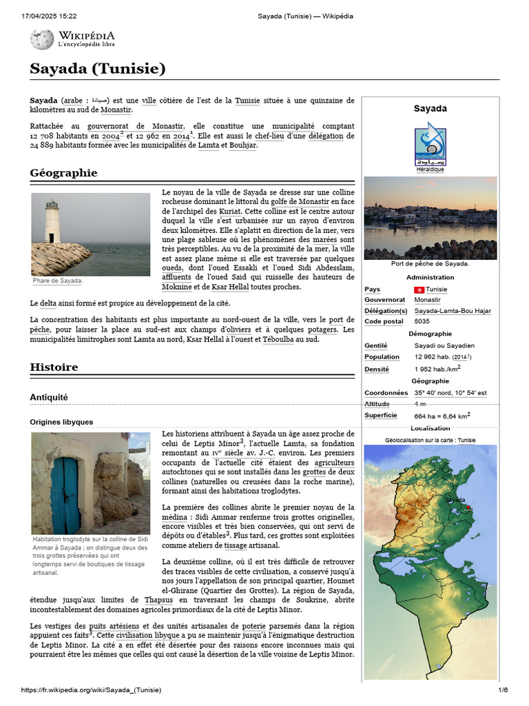 Sayada : Ville côtière de Tunisie | PDF