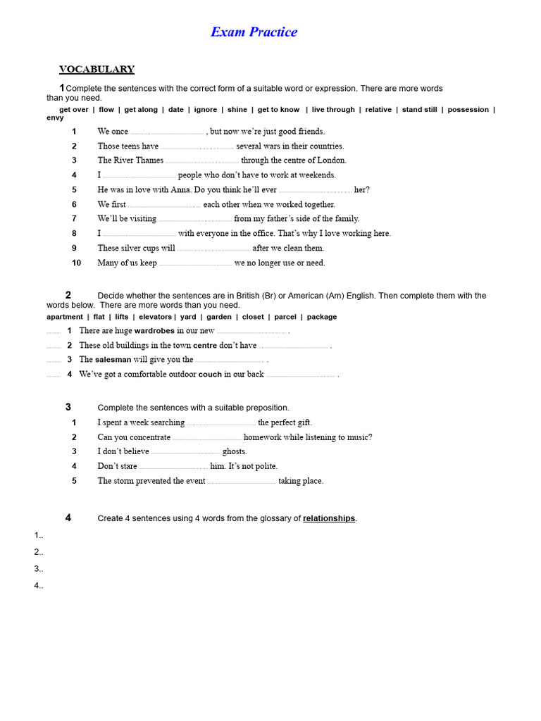 Bilingual Vocabulary and Grammar Exercises | PDF | Linguistics | Grammar