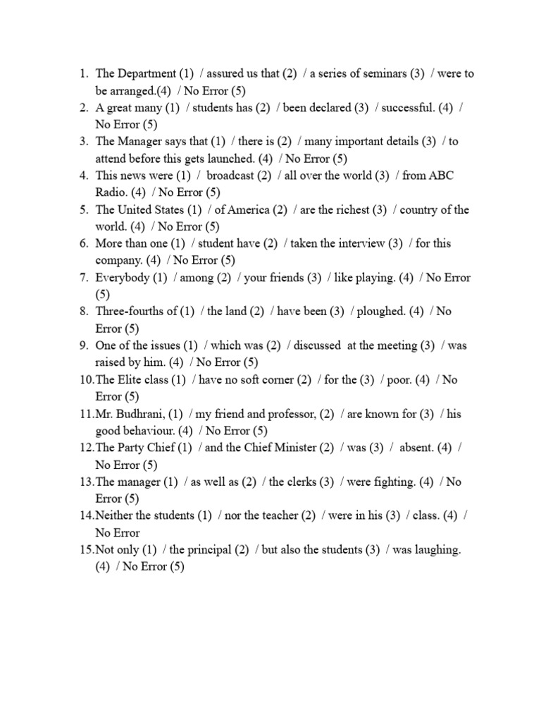 Error Correction Exercises for Students | PDF