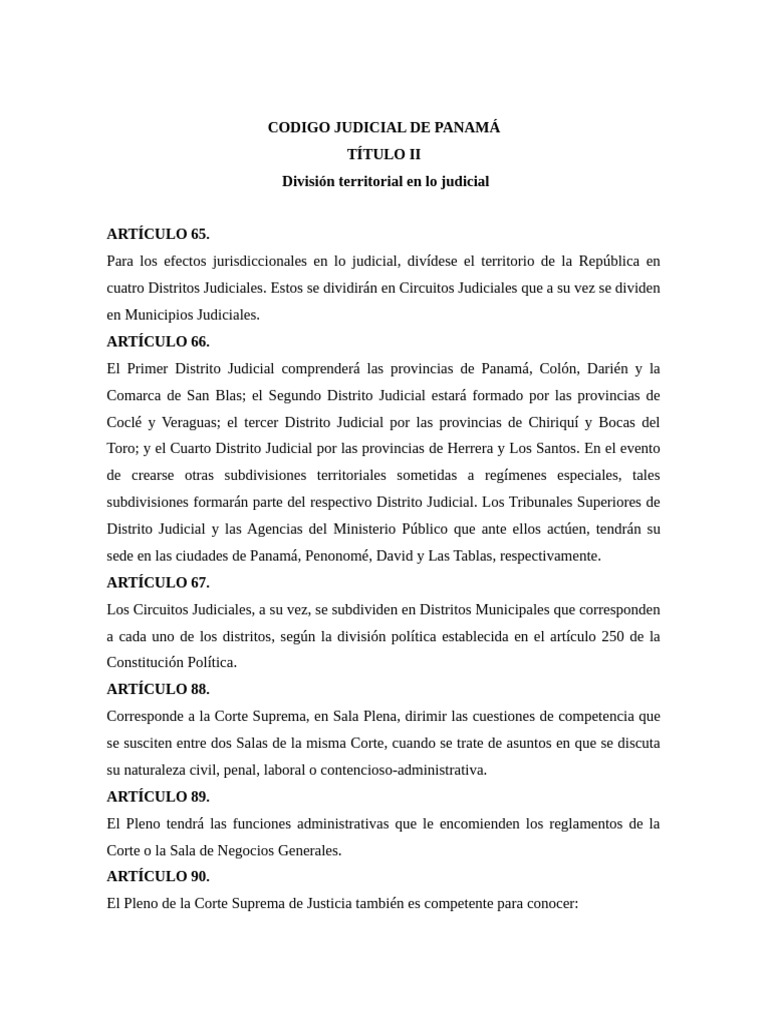 Código Judicial de Panamá: Estructura Judicial | PDF | Judicaturas ...