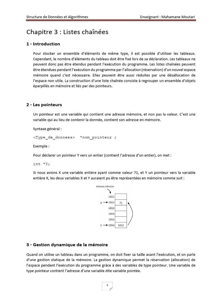 Listes Chaînées en Programmation | PDF | Pointeur (programmation ...