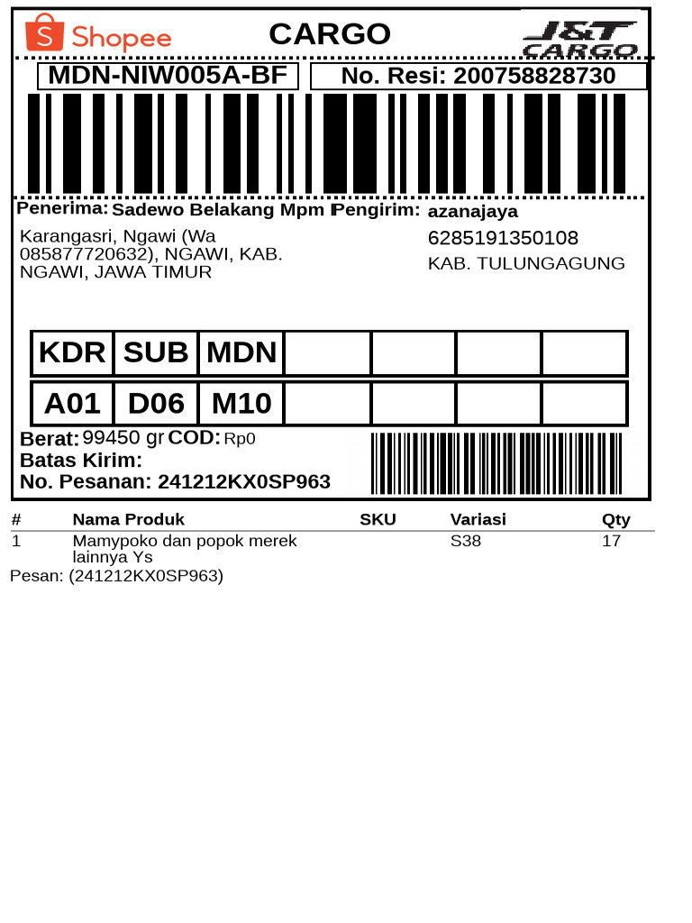 Label Pengiriman.J&T Cargo_5 (1) | PDF