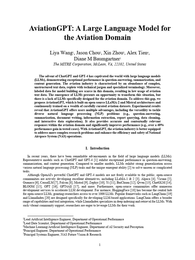 Aviationgpt: A Large Language Model For The Aviation Domain | PDF ...