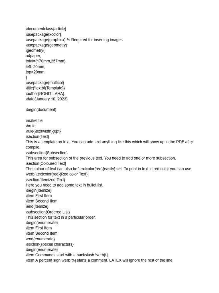 LaTeX Document Template Guide | PDF