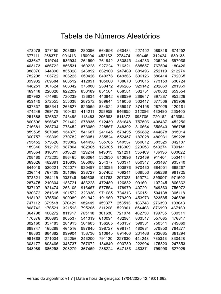Random Table-5 | PDF