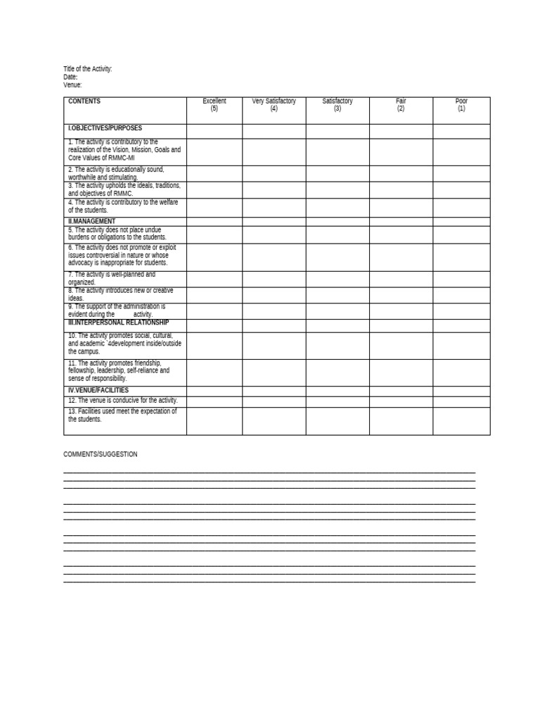 Activity Evaluation Criteria Guide | PDF | Social Psychology | Psychology