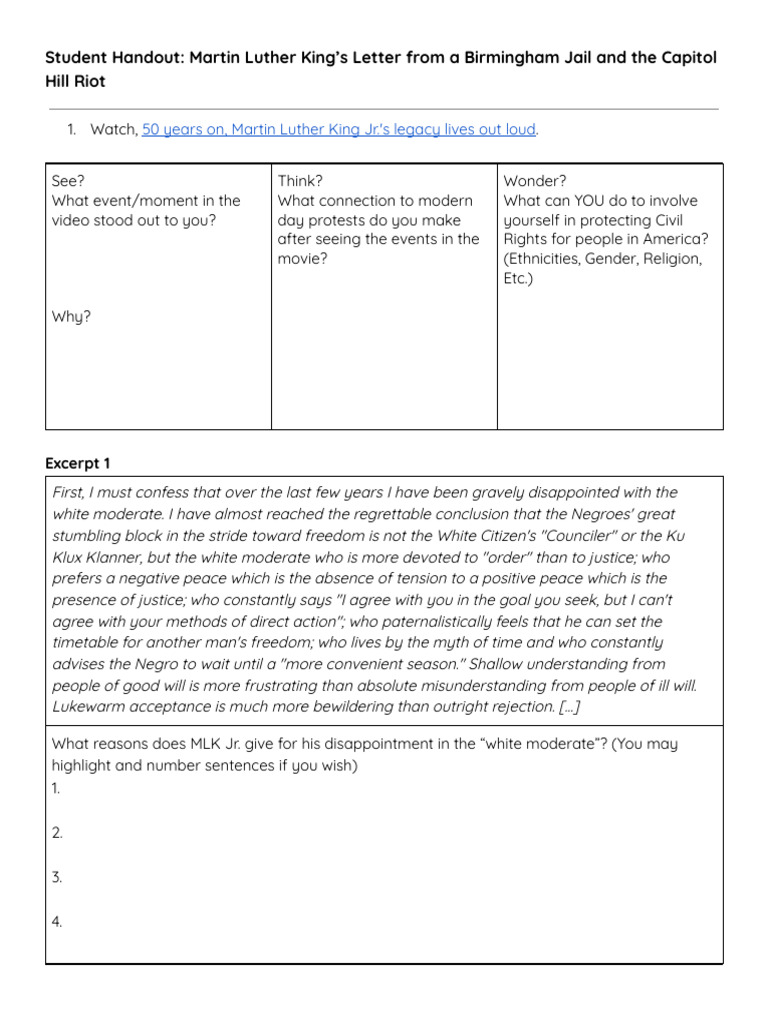 Kami Export - Martin Luther King's Letter From A Birmingham Jail and ...