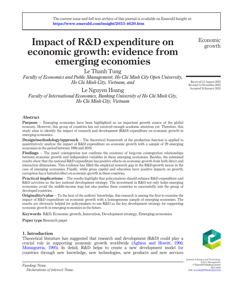 R&D Expenditure's Role in Emerging Economies | PDF | Economic Growth ...