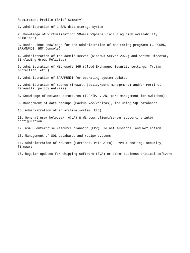 Requirement Profile | PDF