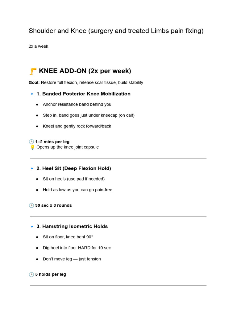 Knee and Shoulder Rehab Exercises | PDF