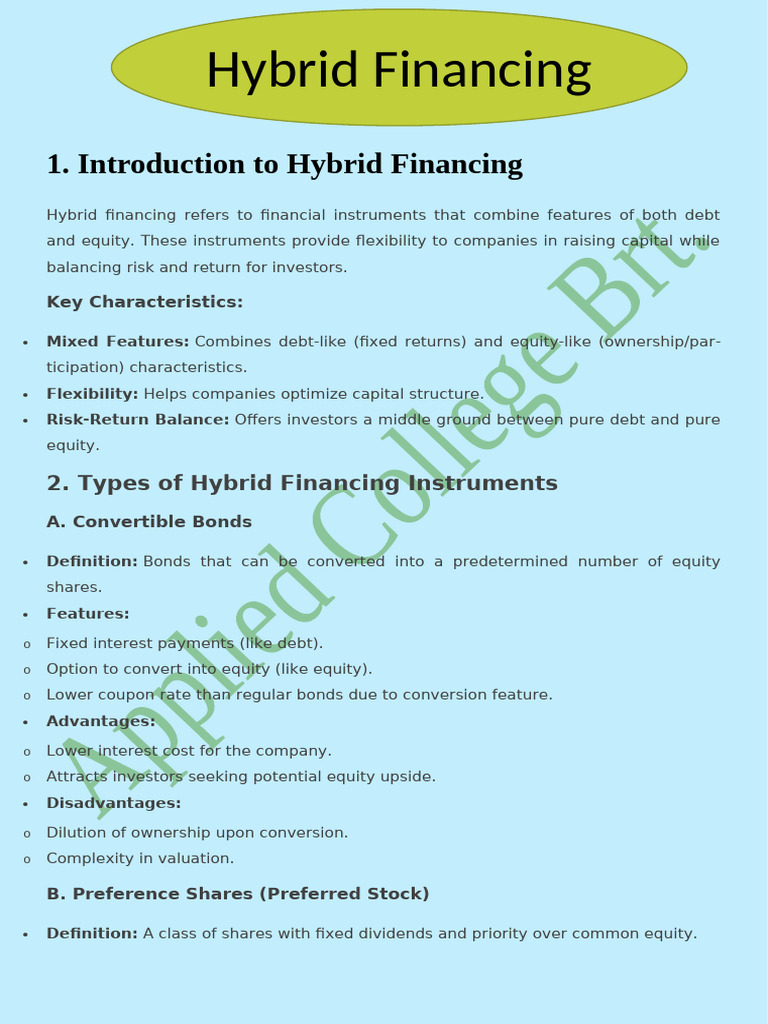 Understanding Hybrid Financing Instruments | PDF | Warrant (Finance ...