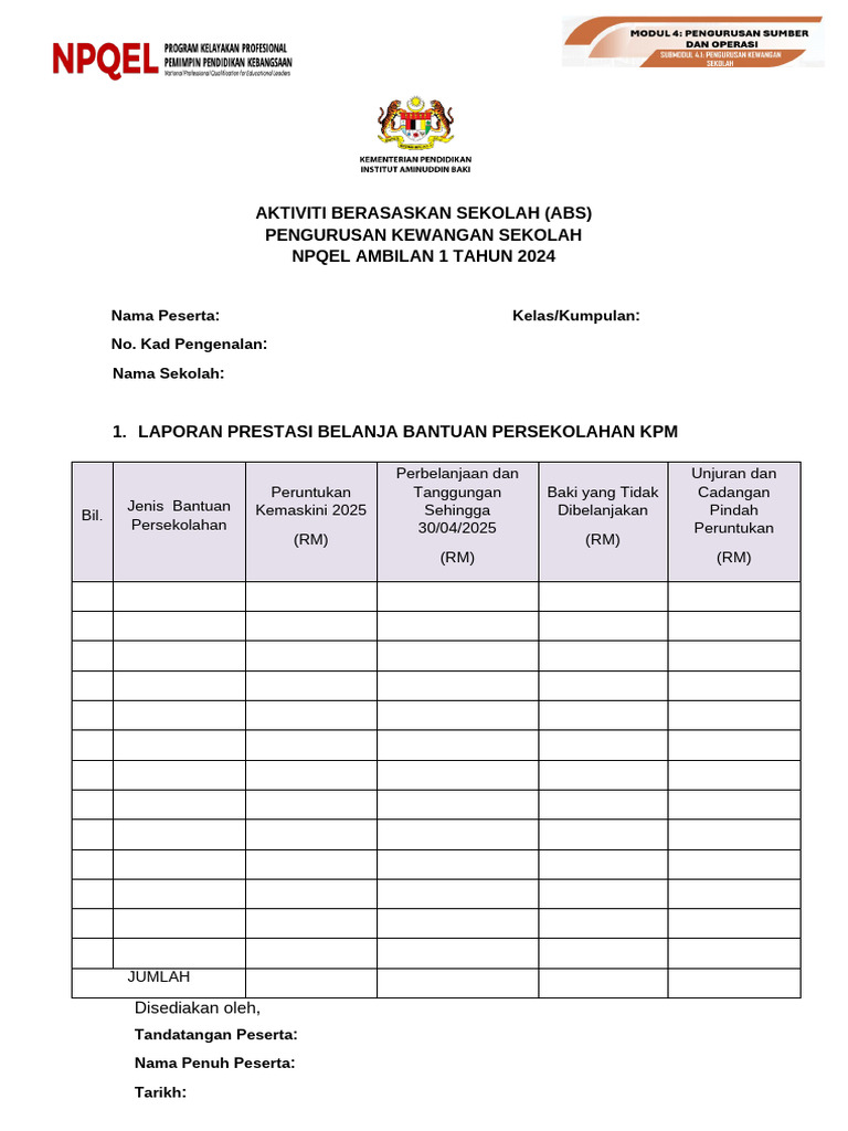 Template Laporan Prestasi Dan Dapatan - Cadangan Penambahbaikan P ...