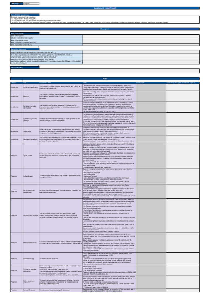 Cybersecurity Maturity Audit Guide | PDF | Malware | Computer Security
