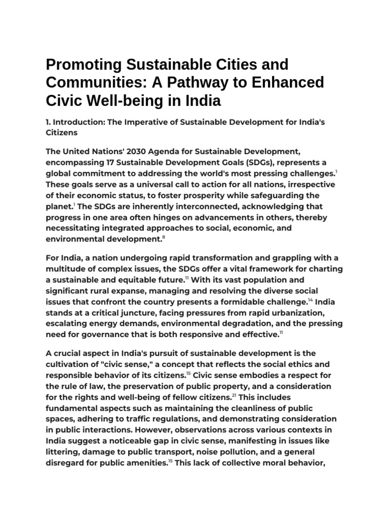 Enhancing Civic Well-being in India | PDF | Sustainability ...