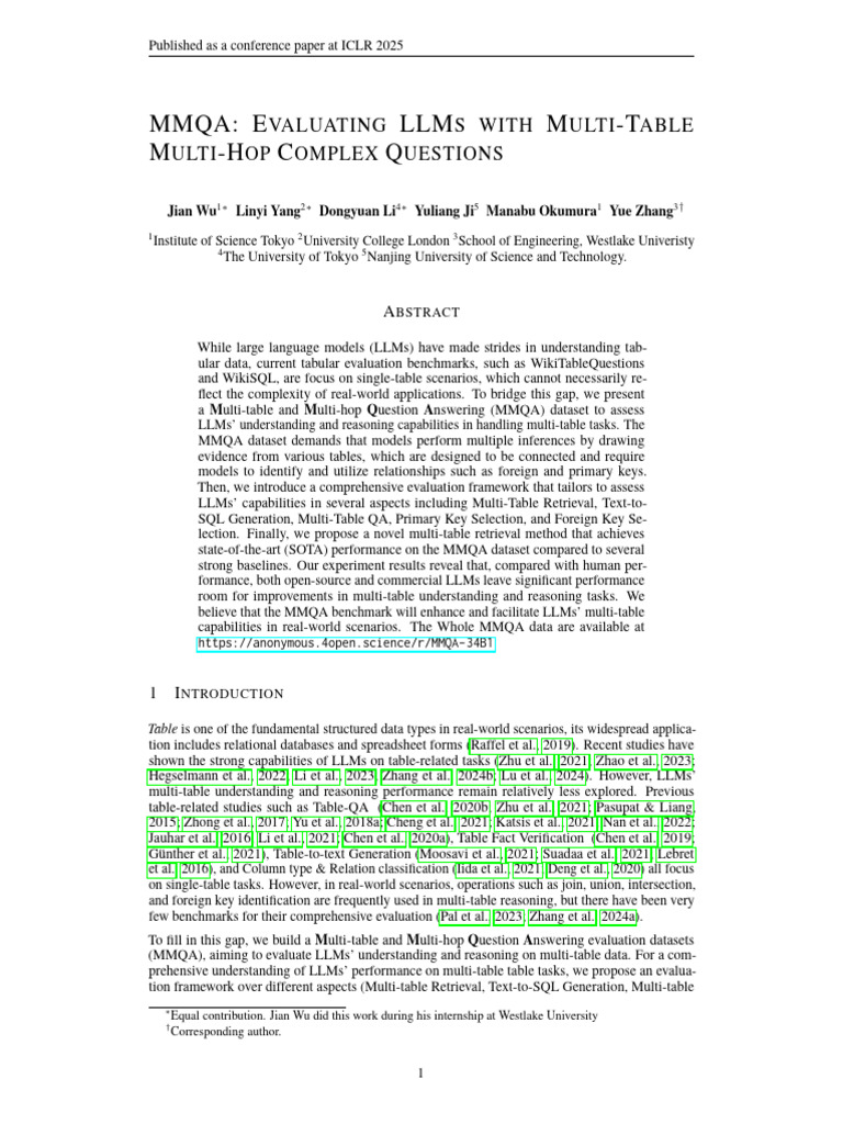 MMQA: Multi-Table QA Benchmark | PDF | Databases | Information Retrieval