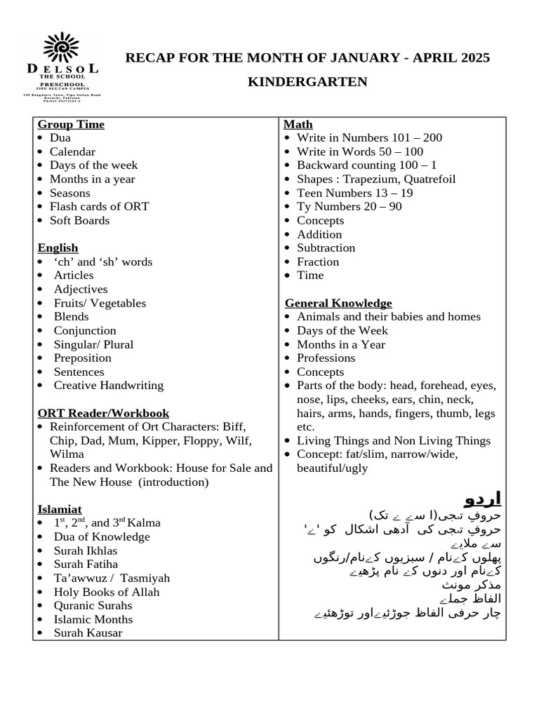 Kindergarten Syllabus Overview 2025 | PDF | Linguistic Morphology ...