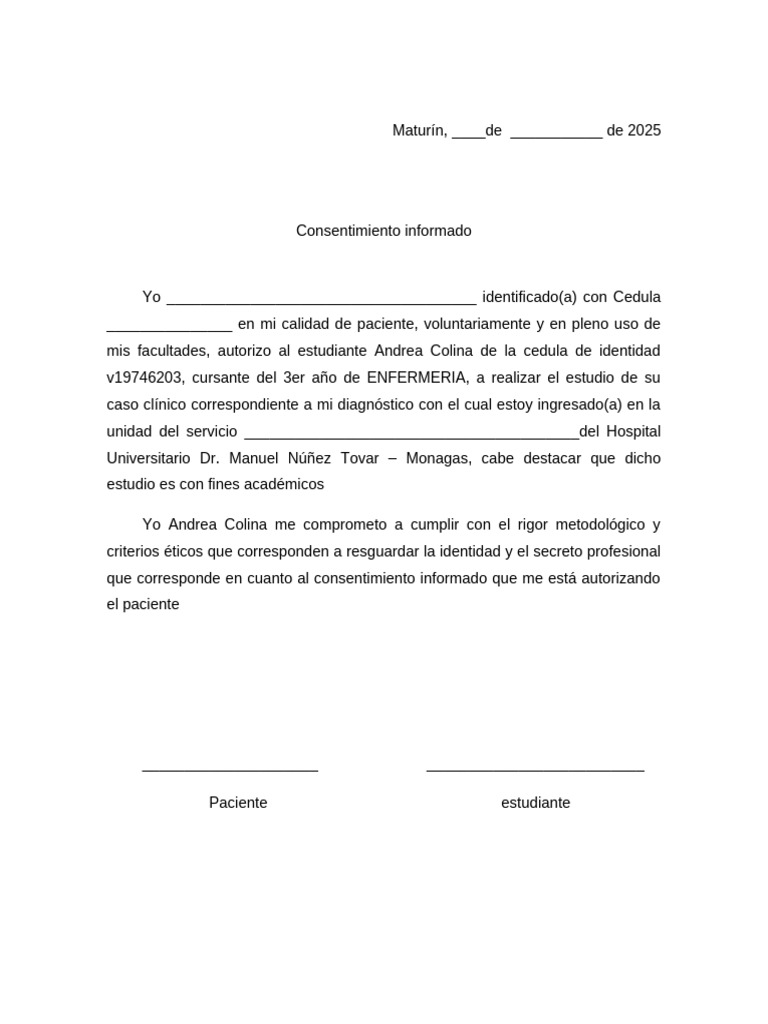 Consentimiento Informado de Paciente | PDF