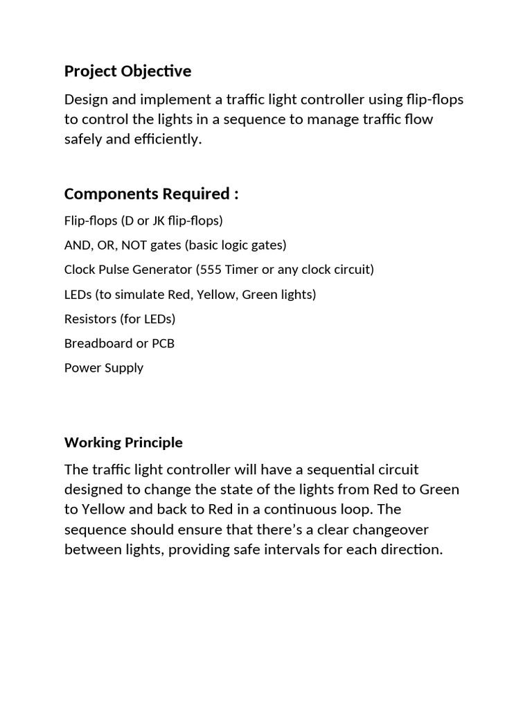 Traffic Light Controller Project Guide | PDF | Logic Gate | Electronic ...